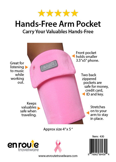 Hands Free Arm Pocket - Pink - En Route Travelware 