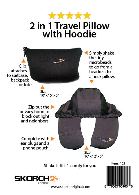 2-in-1 Travel Pillow with Hoodie (#103) - En Route Travelware 