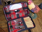 Travel Picnic Kit for Two  Brown Leatherette