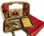 Travel Picnic Kit for Two  Tan Plaid