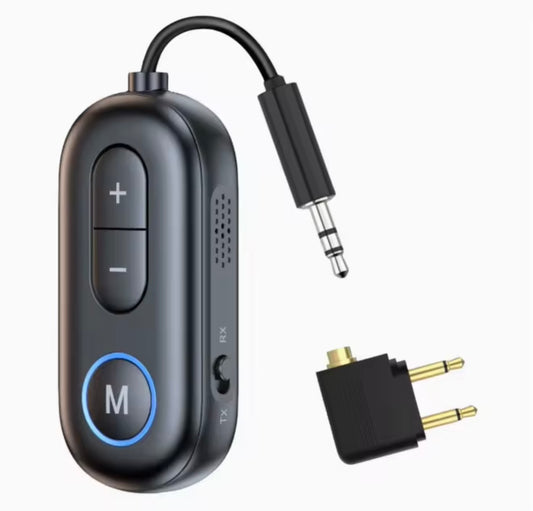 Airplane Bluetooth Transmitter.  Use your own headphones on the plane.