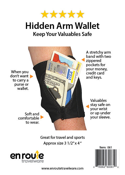 Hidden Arm Wallet Black (#061) - En Route Travelware 