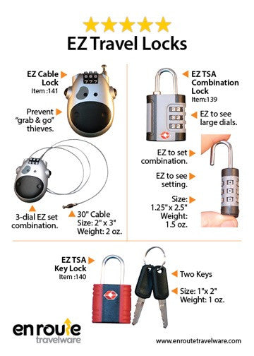 Luggage Lock (#140) Two keys. TSA approved. - En Route Travelware 