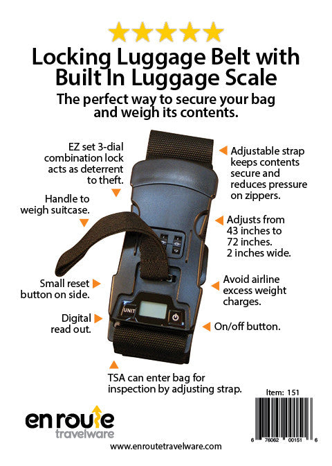 Luggage Belt with built in Luggage Scale (#151) - En Route Travelware 