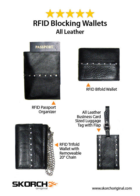 Bi Fold Leather Wallet. (#104)  Protects against electronic pickpocketing. - En Route Travelware 