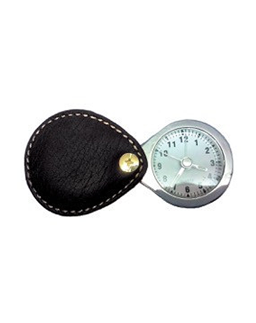 Small Leather Travel Alarm Clock (#152) Leather case - En Route Travelware 
